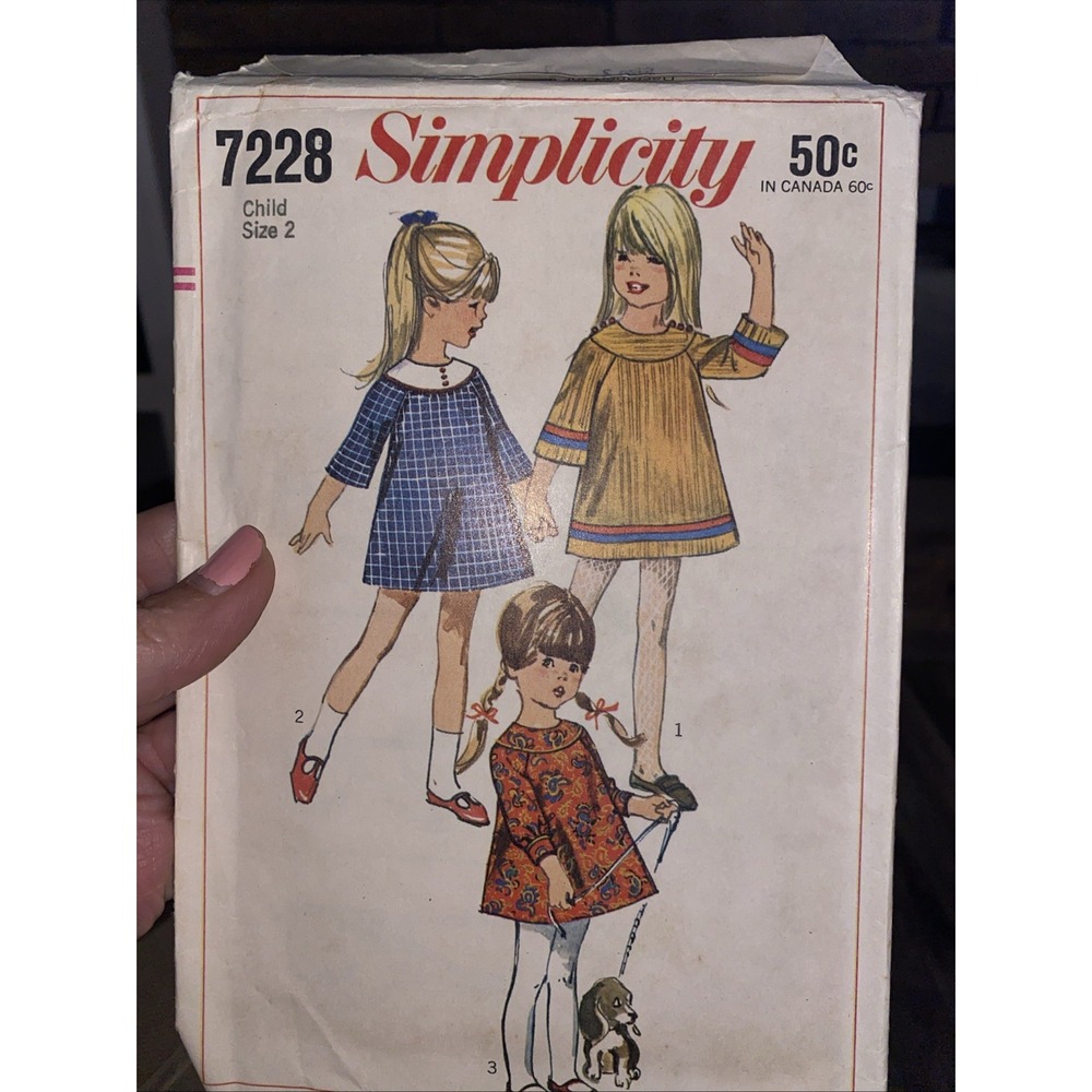Vintage 1960’s Simplicity 7228 Girl’s Dress Size: 6 Cut Complete Sewing Pattern